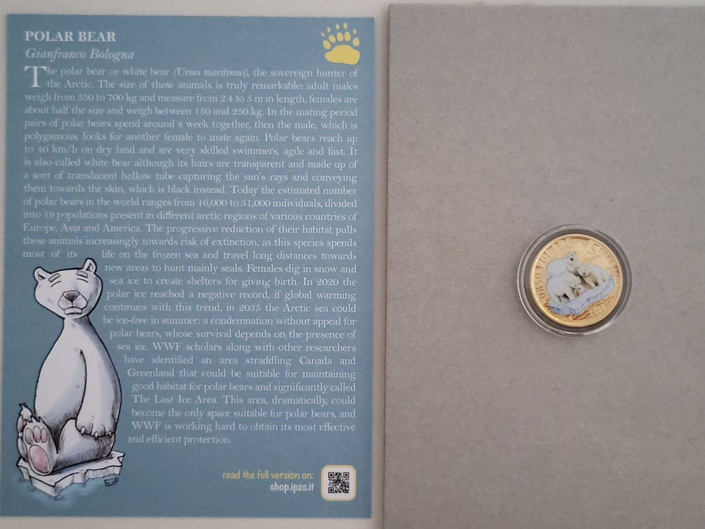 REPUBBLICA ITALIANA - 5 Euro 2021 - serie 'Animali in via d'estinzione - 'Orso Polare'