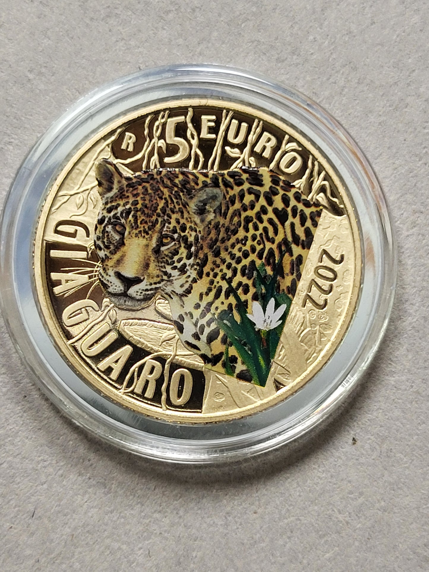 REPUBBLICA ITALIANA 2022 - 5 Euro - serie 'Animali in via d'estinzione' - Giaguaro