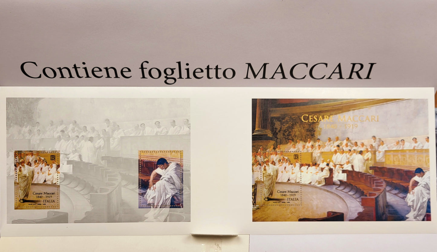 Libro Ufficiale Italiano delle Poste Anno 2019 con tutti i francolli dell'anno piu la rarita del Libretto "Maccari" non piegato.