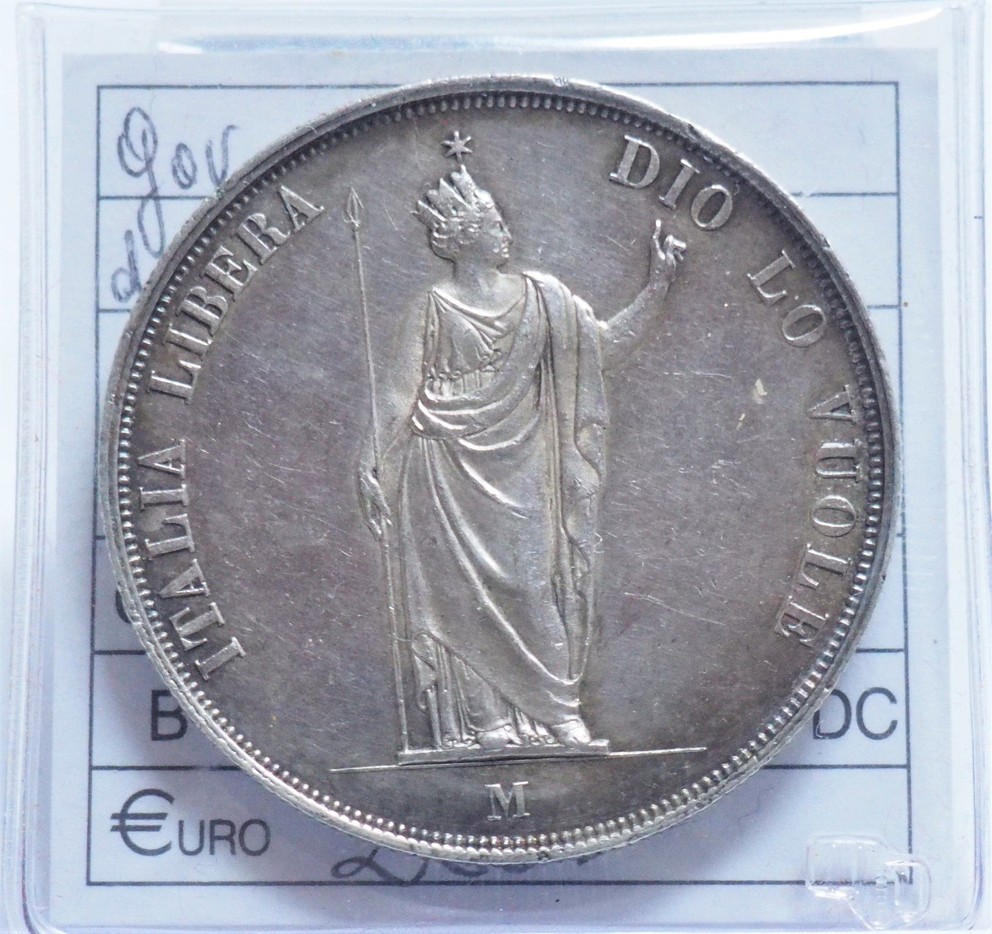 ITALIA - Governo Provvisorio della Lombardia 1848 - 5 Giornate di Milano - Lire 5 Argento 900/1000 gr. 25 zecca di Milano D/stella vicino alla testa e base grossa (SPL)