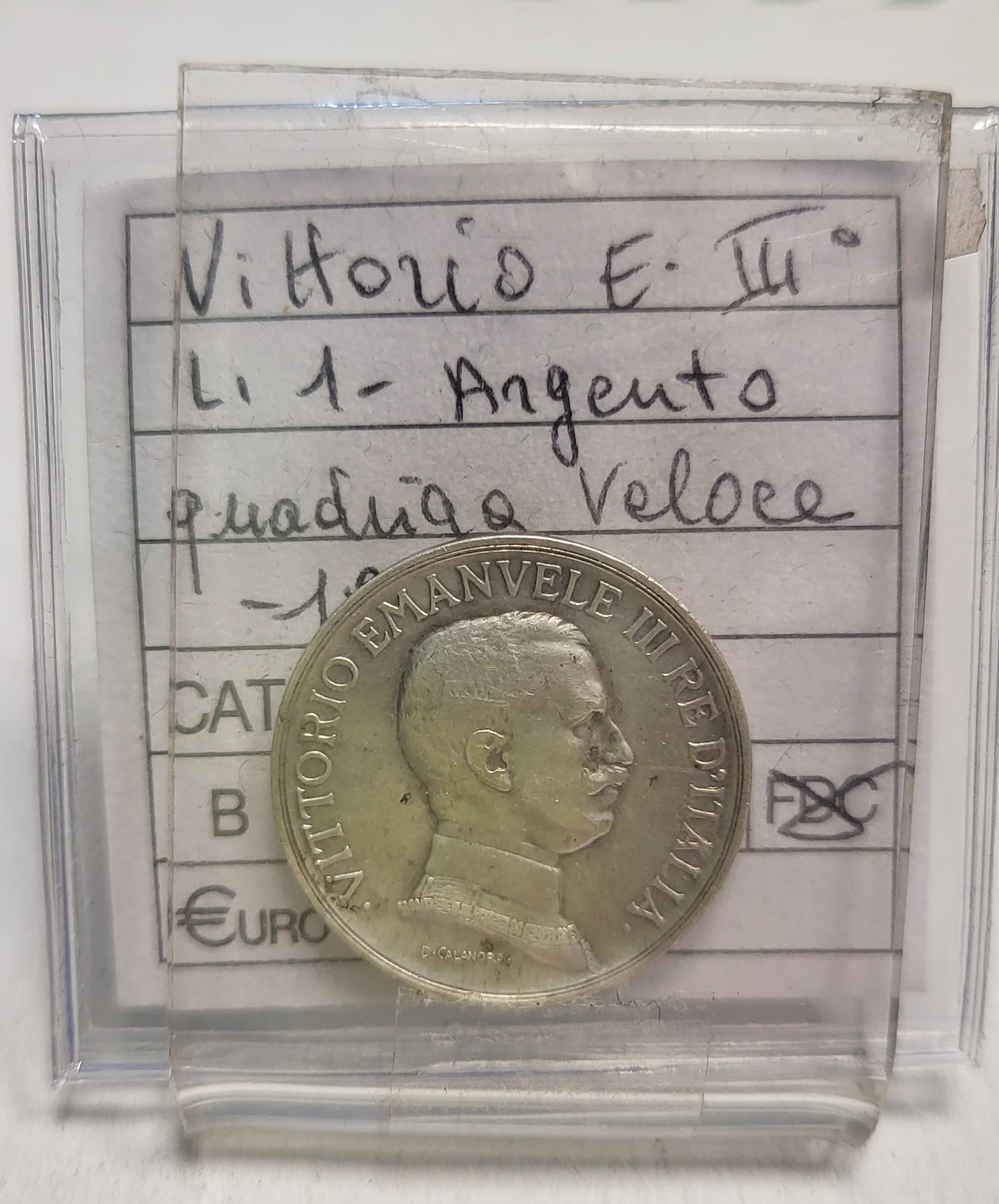 REGNO D'ITALIA - VITTORIO EMANUELE III° 1916 - 1 Lira Argento 835/1000 gr. 5 Quadriga Veloce