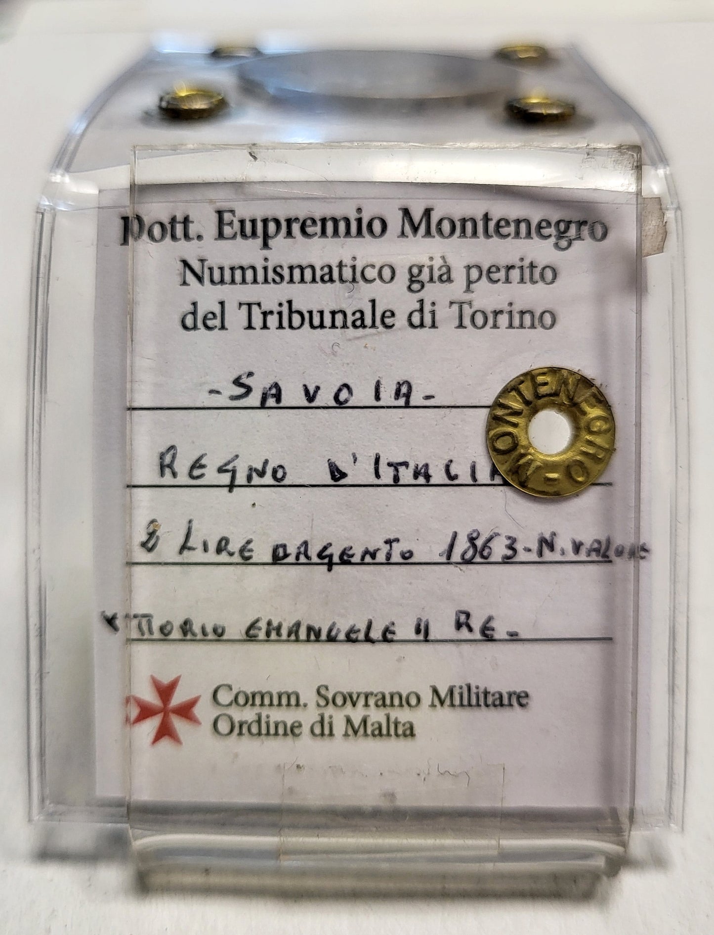 Regno D'Italia - Savoia  - Vittorio Emanuele  II°- 2 Lire Argento 1863 - Patina Originale - perizia Dr. Montenegro Eupremio