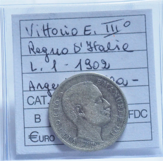 REGNO D'ITALIA - VITTORIO EMANUELE III° 1902 - 1 Lira Argento 835/1000 gr. 5 (SPL)