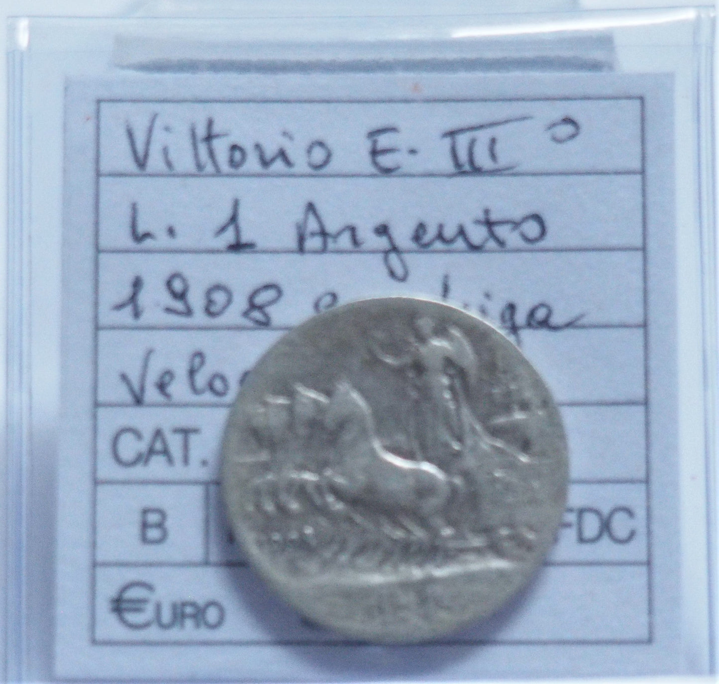 REGNO D'ITALIA - VITTORIO EMANUELE III° 1908 - 1 Lira Argento 835/1000 gr. 5 (SPL)