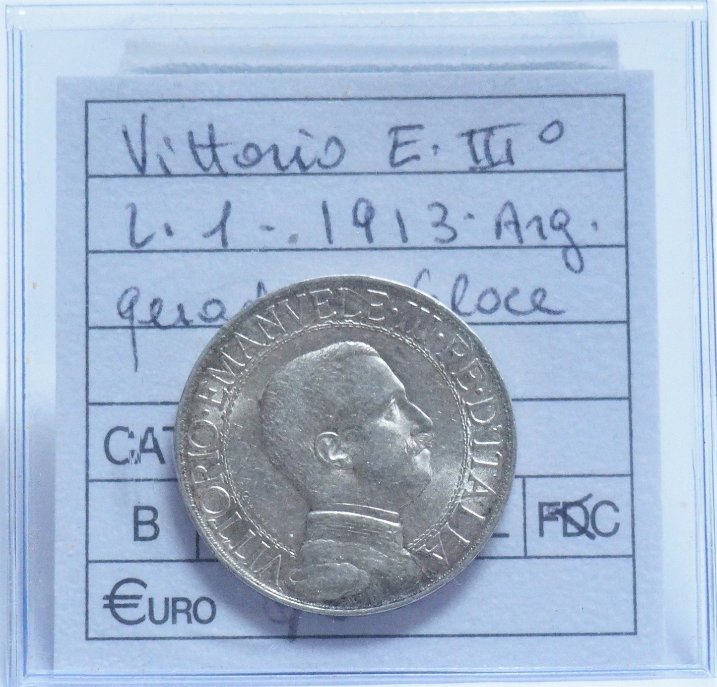 REGNO D'ITALIA - VITTORIO EMANUELE III° 1913 - 1 Lira Argento 835/1000 gr. 5 Quadriga Veloce