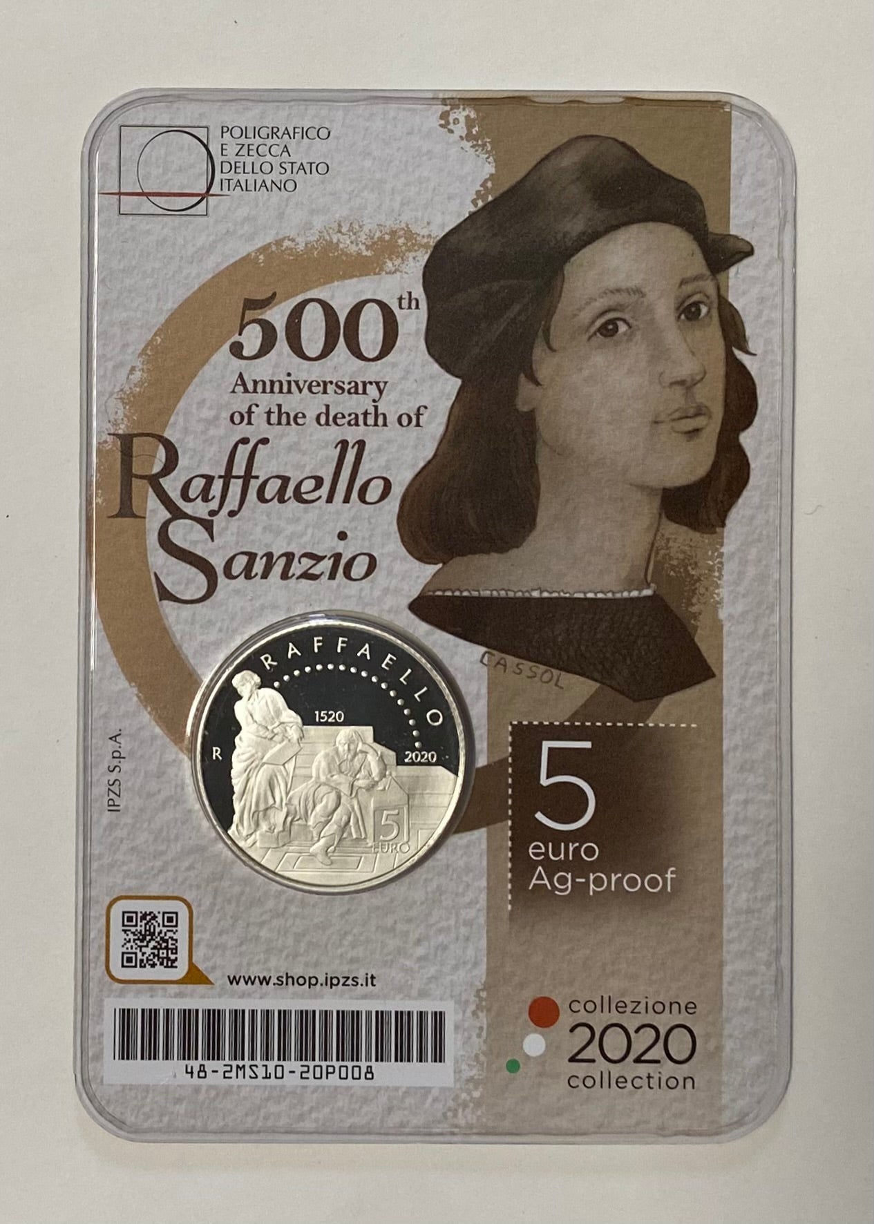 RAFFAELE SANZIO ANNO 2020 5€ ARGENTO PROOF