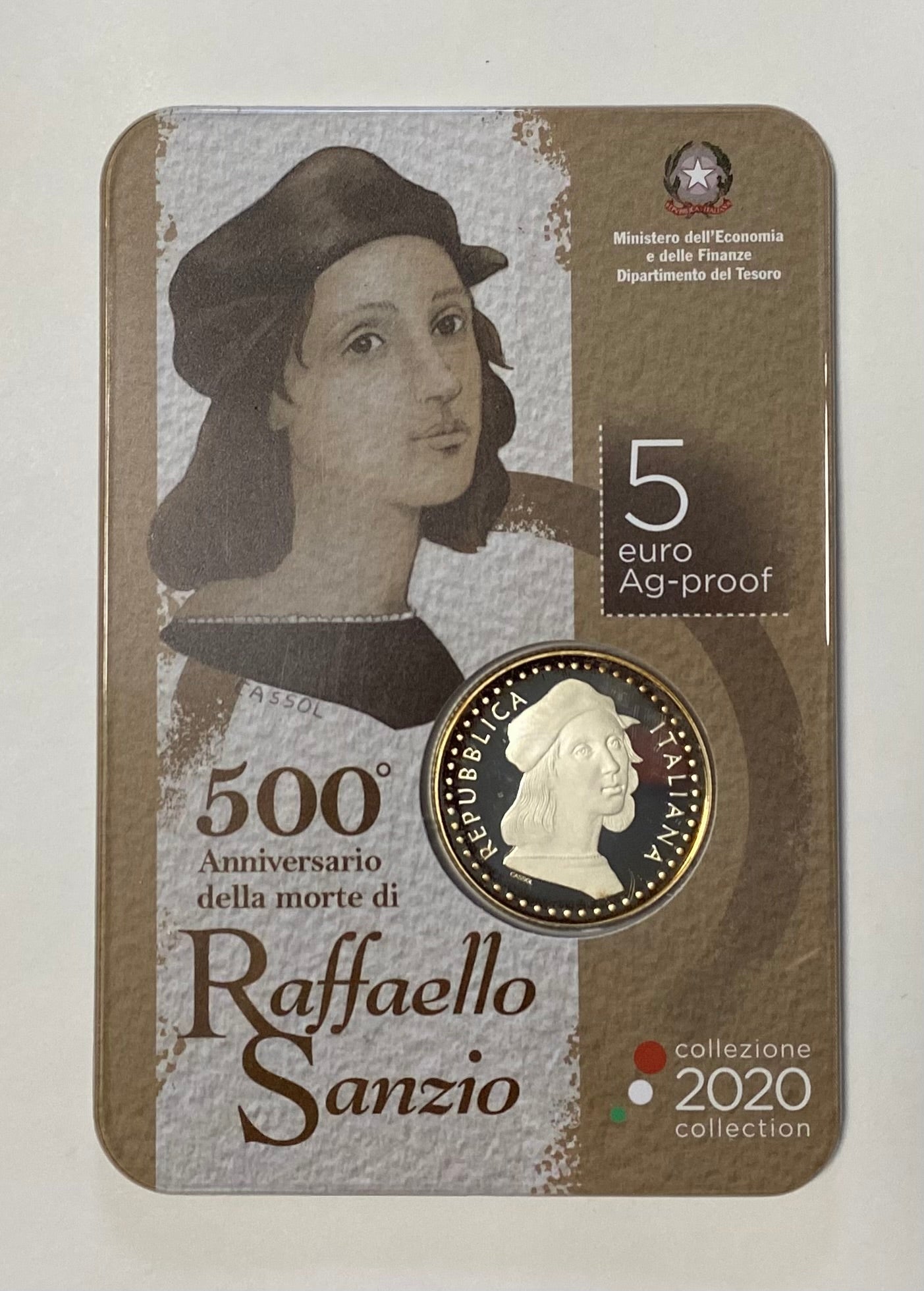 RAFFAELE SANZIO ANNO 2020 5€ ARGENTO PROOF